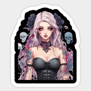 Ethereal Despair Heart of an Emo Goth Anime Girl Sticker
